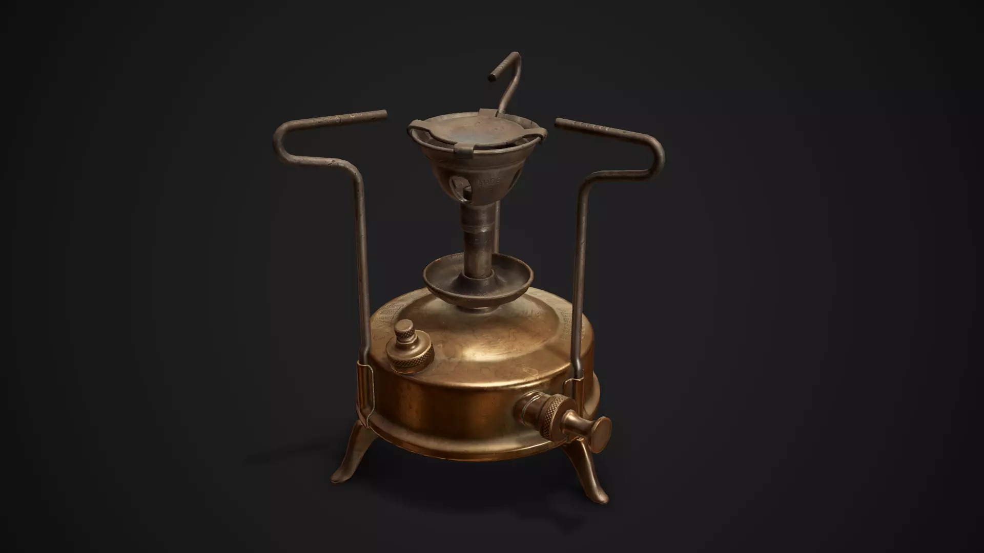 Vintage kerosene stove Low-poly 3D model_0