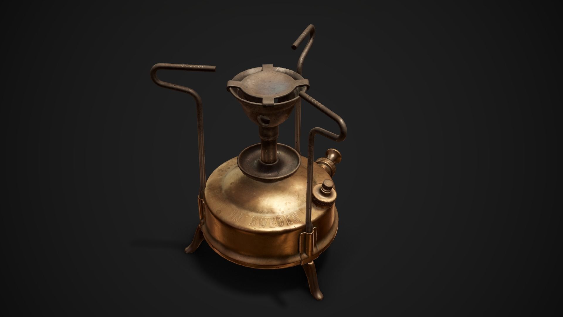 Vintage kerosene stove Low-poly 3D model_1