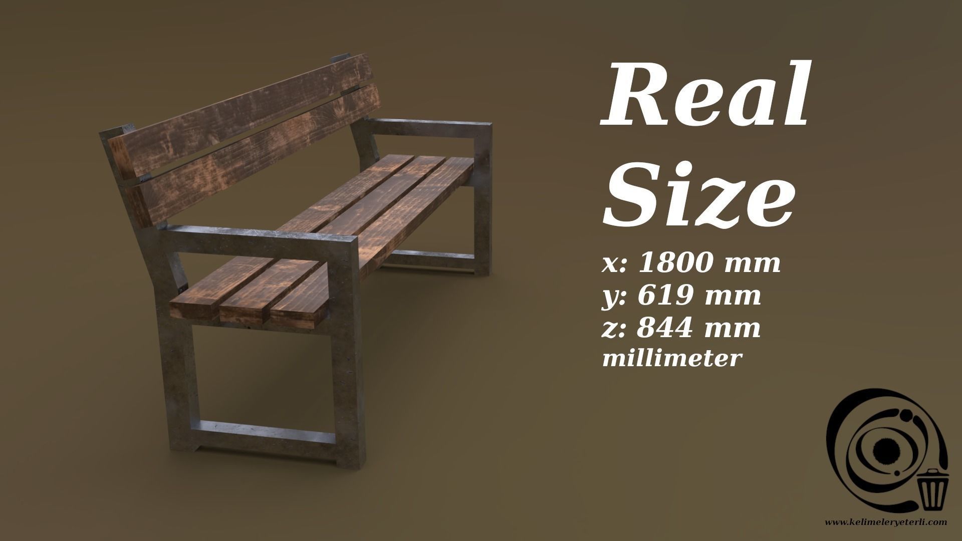 Bench 26 Low-poly 3D model_3