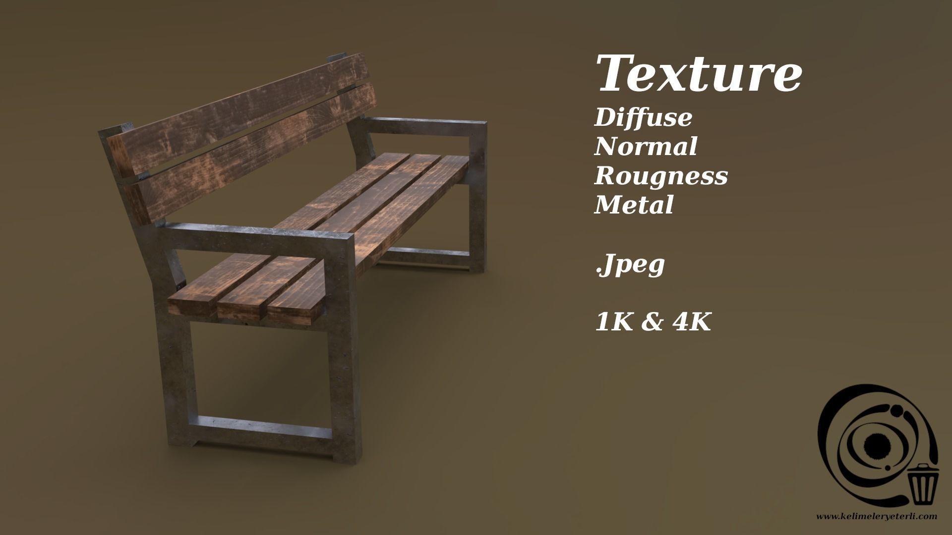Bench 26 Low-poly 3D model_4