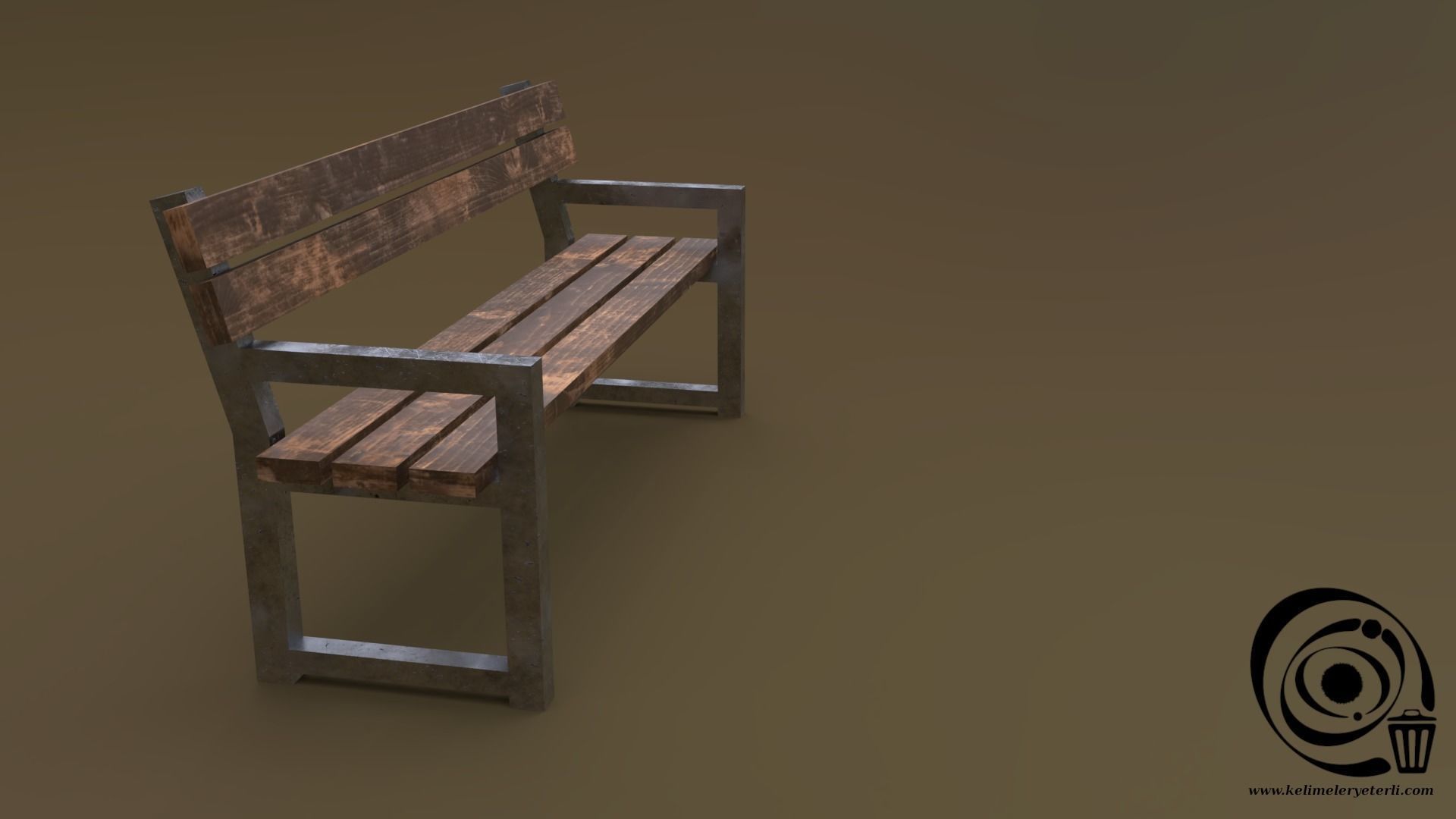 Bench 26 Low-poly 3D model_1