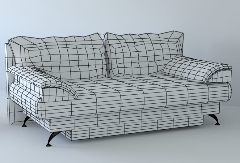 Low poly fabric armchair sofa in a slightly primitive style Low-poly 3D model_8