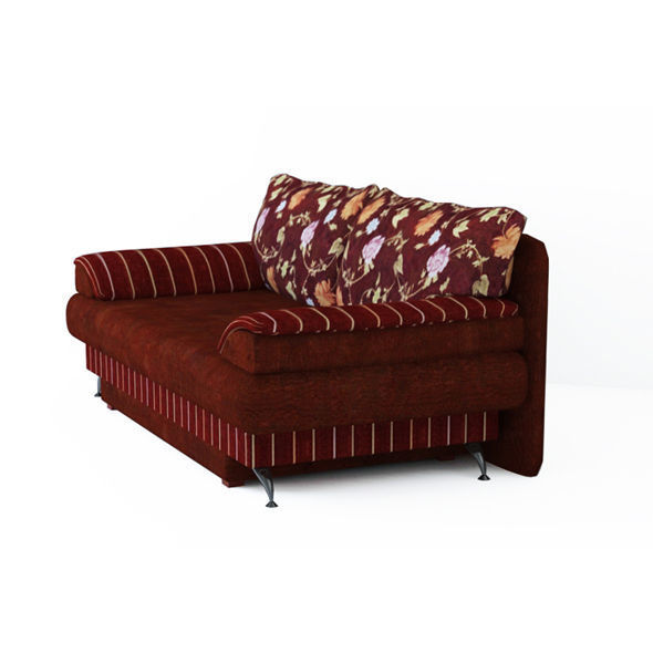 Low poly fabric armchair sofa in a slightly primitive style Low-poly 3D model_1