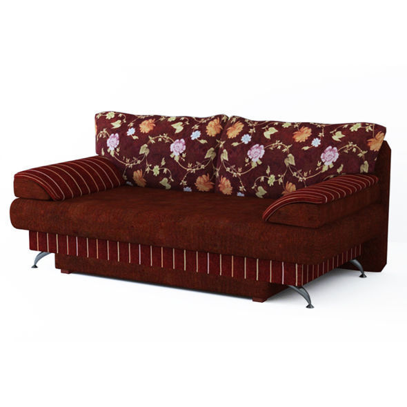 Low poly fabric armchair sofa in a slightly primitive style Low-poly 3D model_2