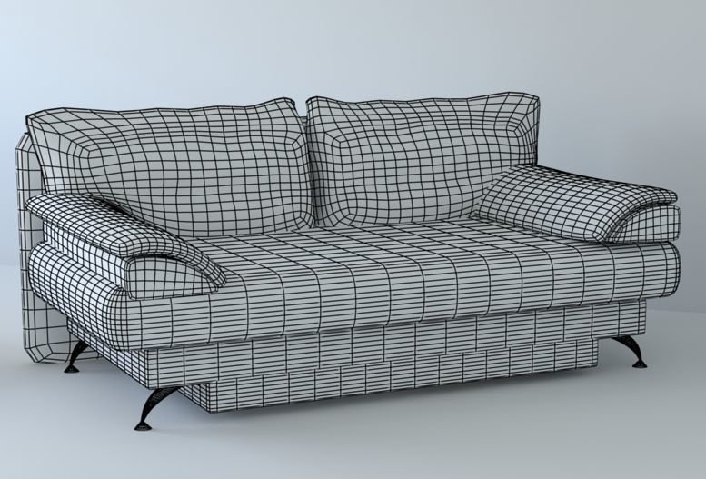 Low poly fabric armchair sofa in a slightly primitive style Low-poly 3D model_7
