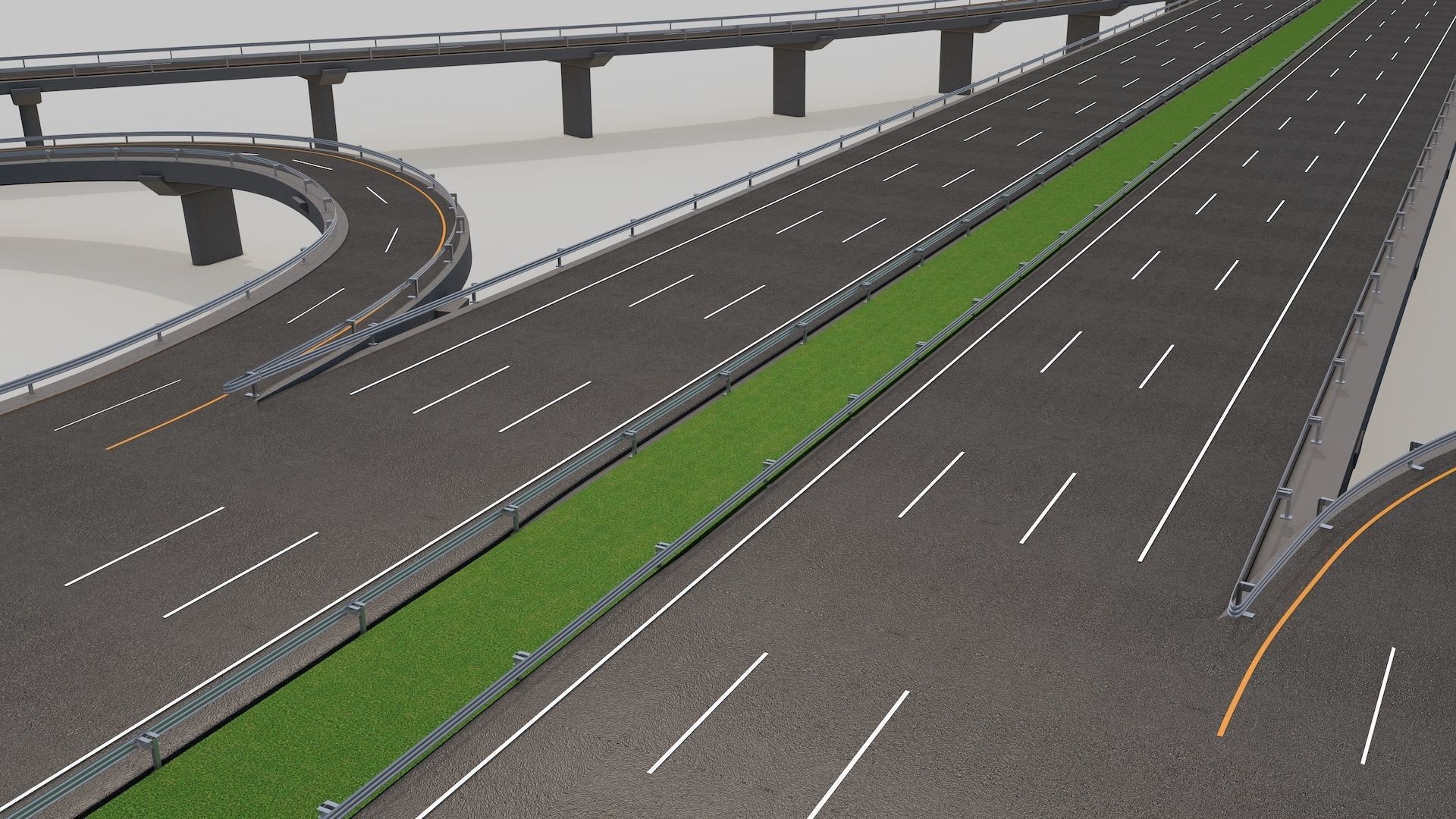Highway Intersection Road Bridge 3D model_8