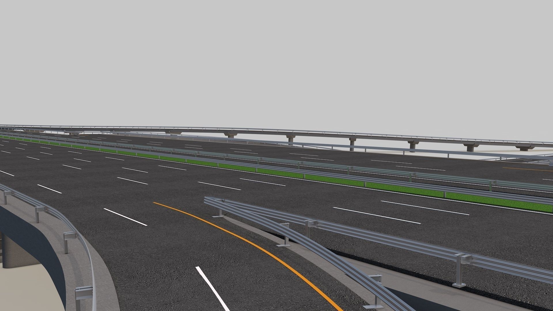 Highway Intersection Road Bridge 3D model_7