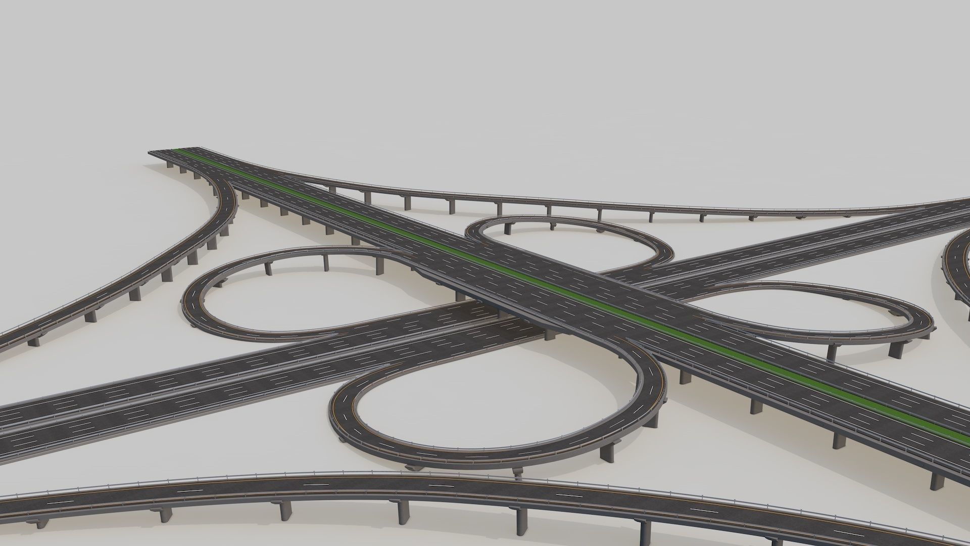 Highway Intersection Road Bridge 3D model_4