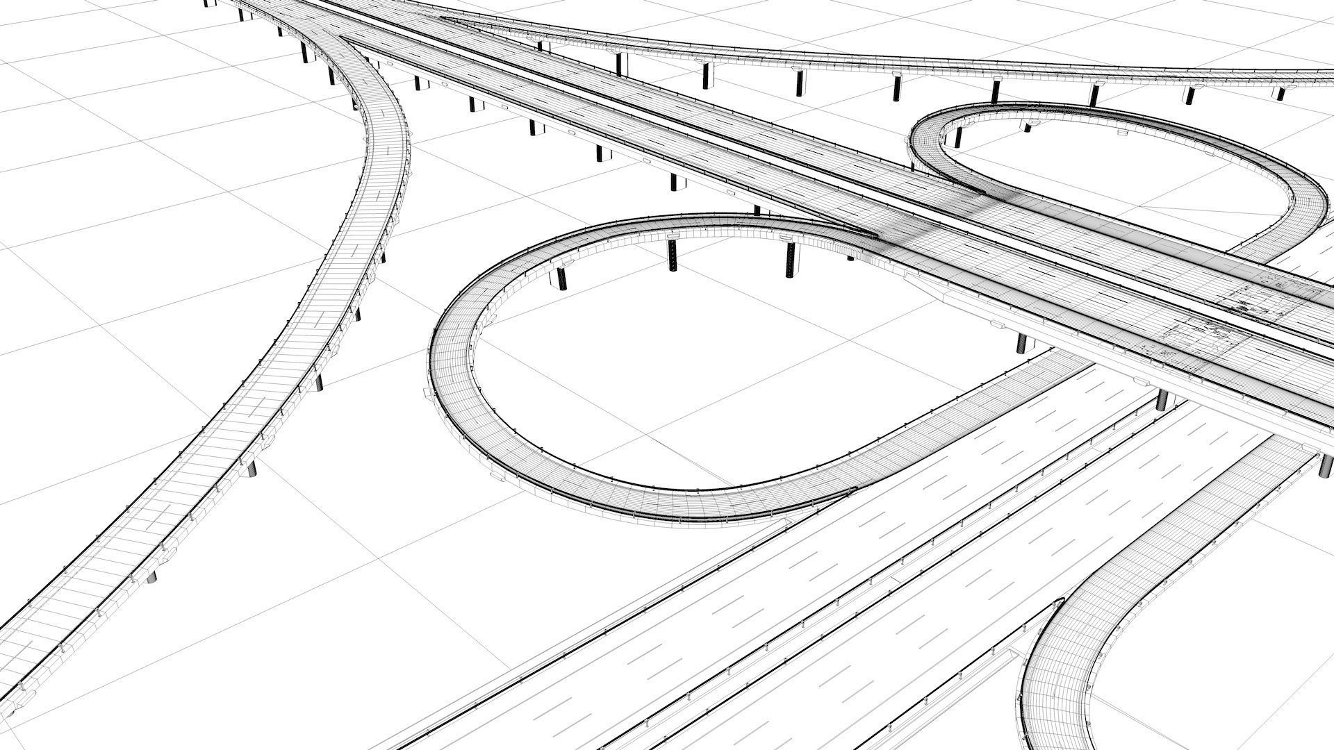 Highway Intersection Road Bridge 3D model_19