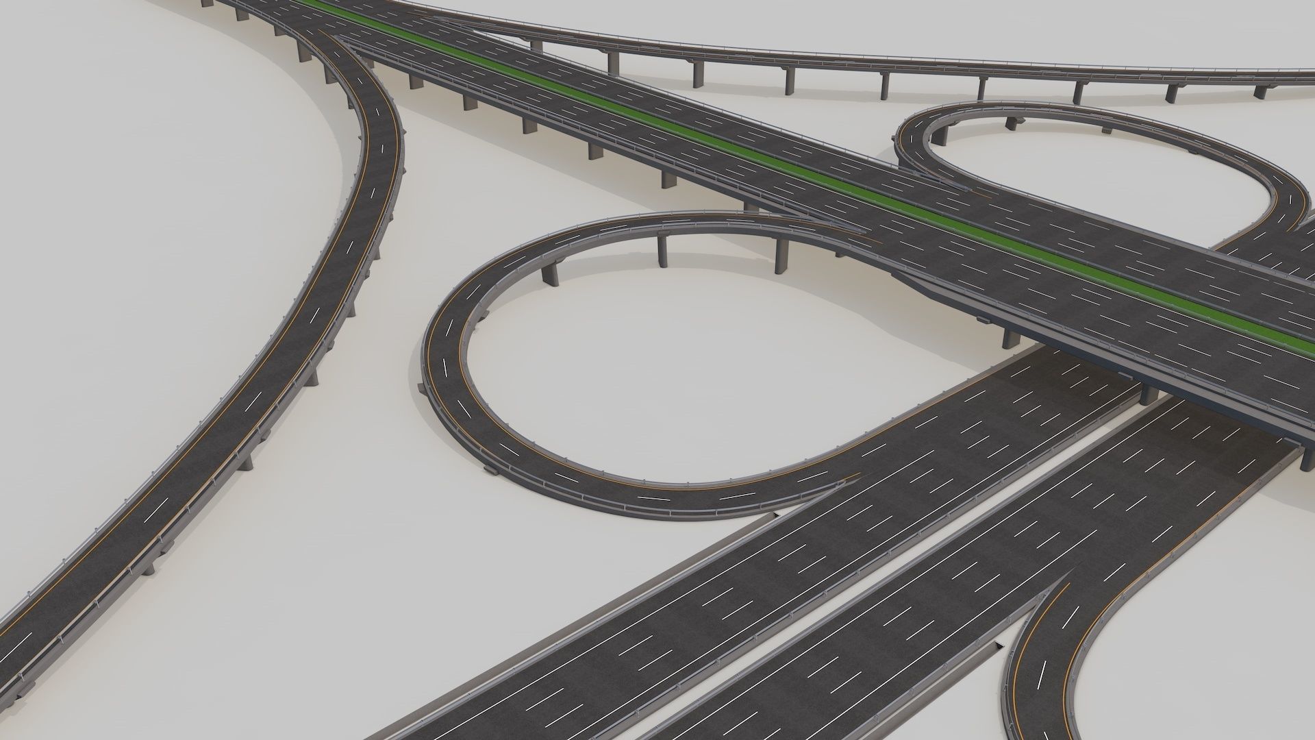 Highway Intersection Road Bridge 3D model_14