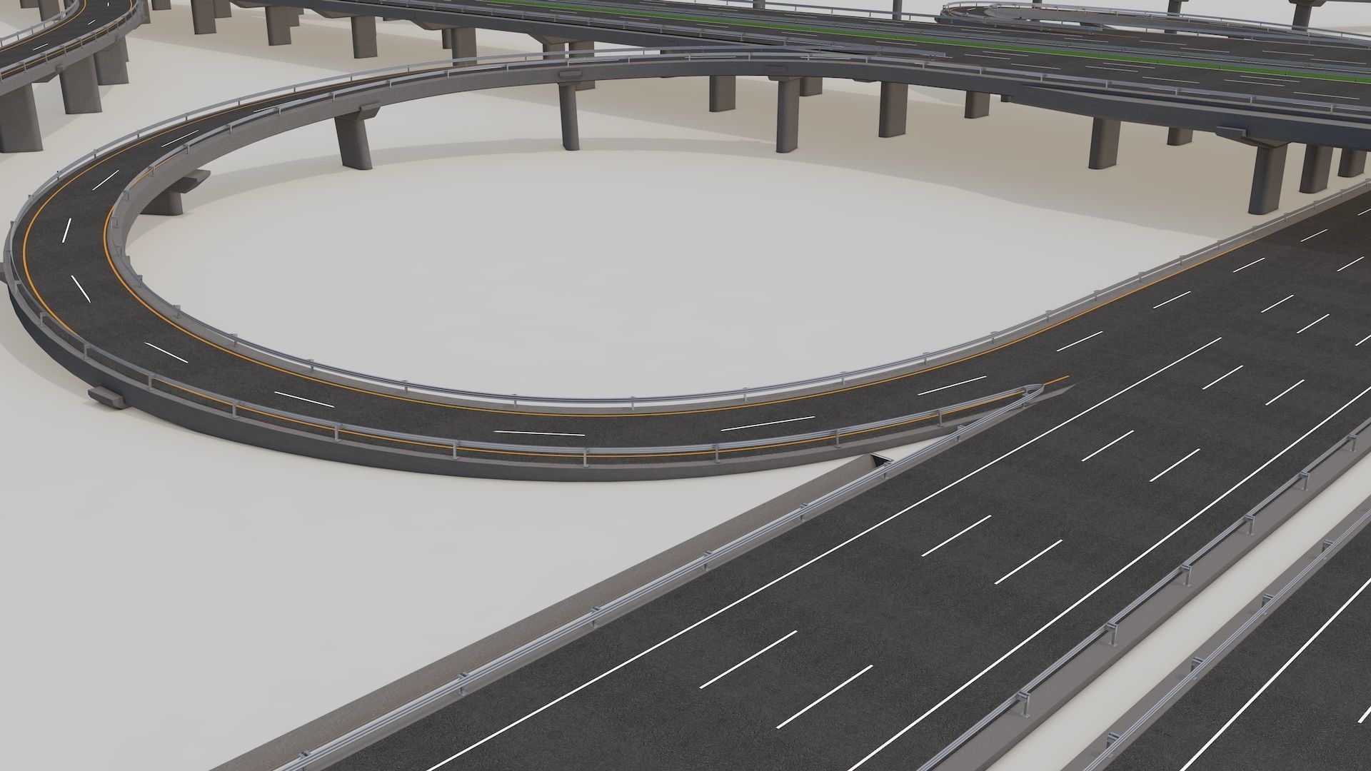 Highway Intersection Road Bridge 3D model_12