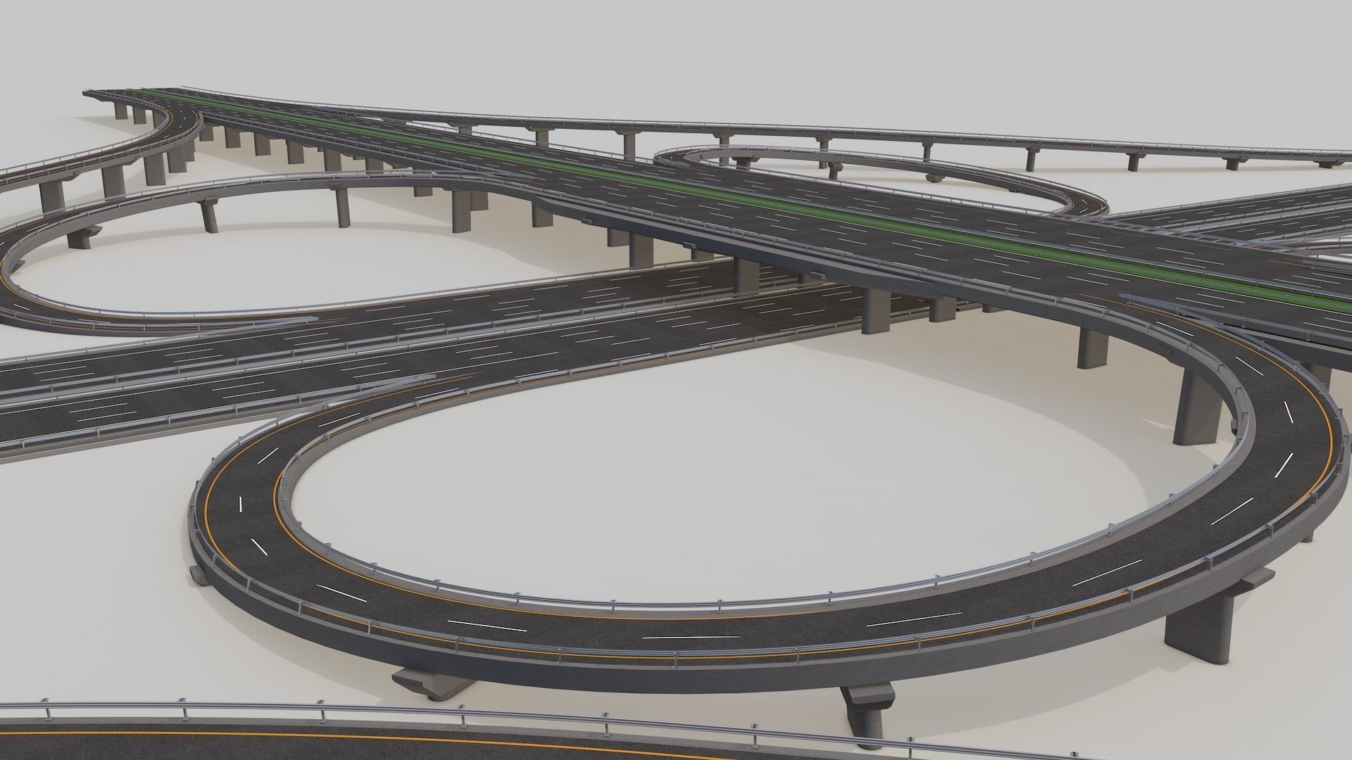 Highway Intersection Road Bridge 3D model_5