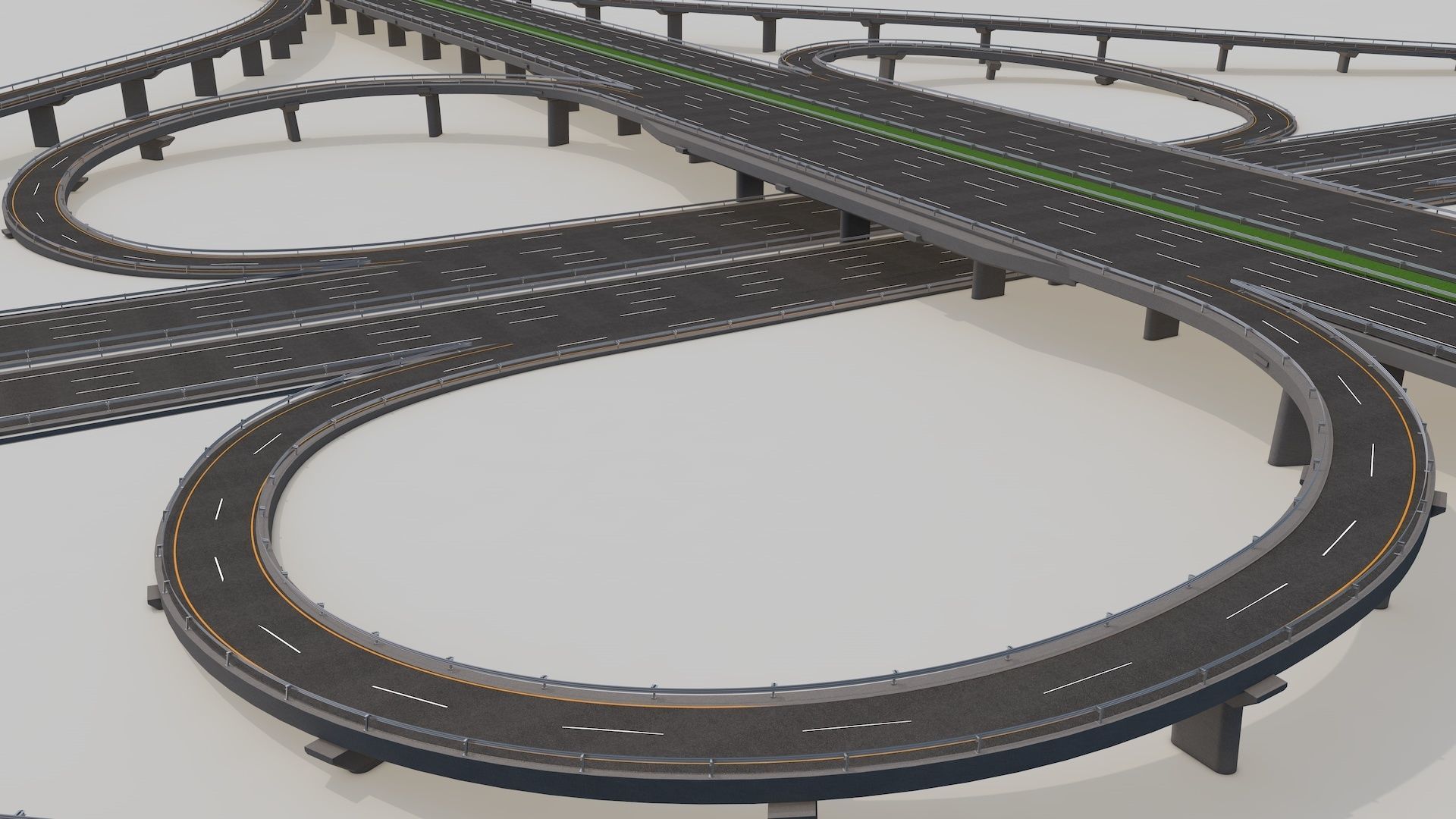 Highway Intersection Road Bridge 3D model_17