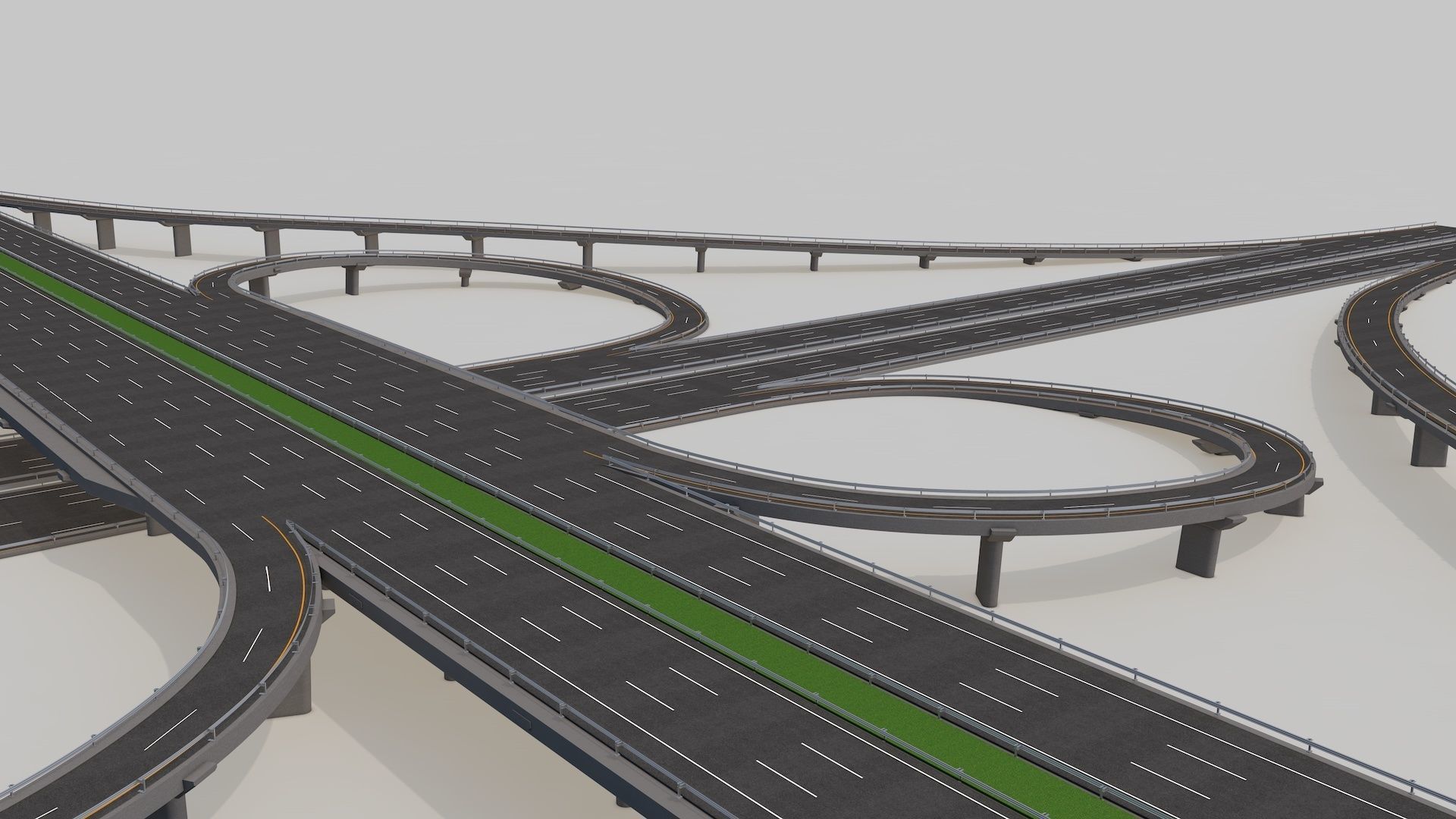 Highway Intersection Road Bridge 3D model_6