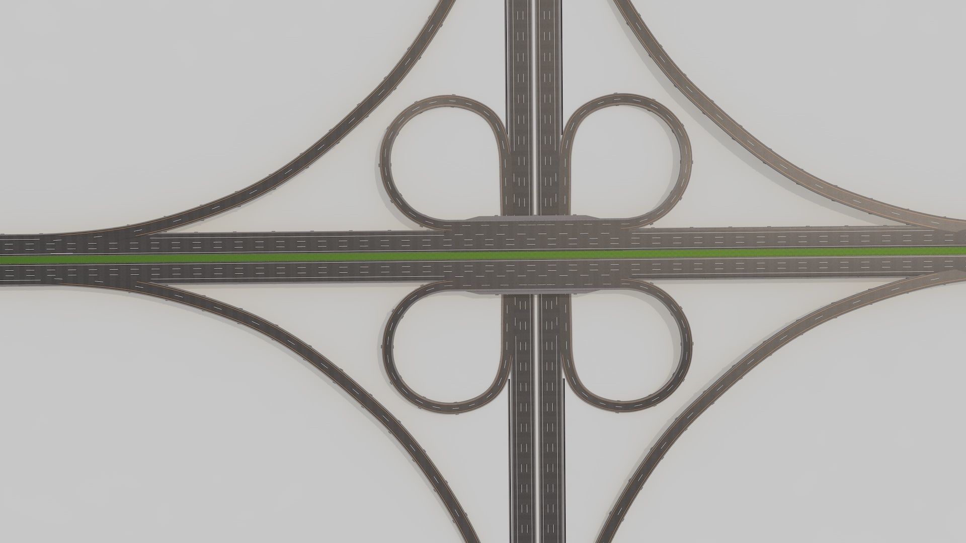 Highway Intersection Road Bridge 3D model_2