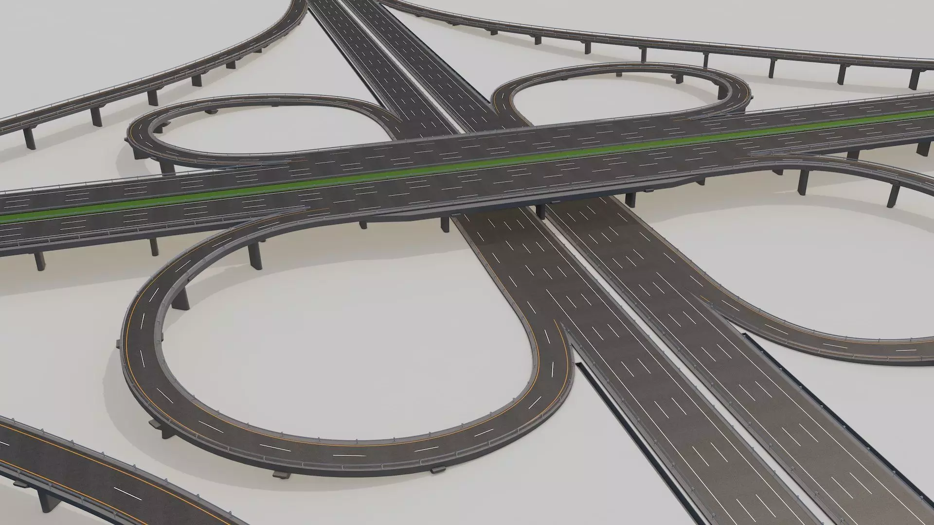 Highway Intersection Road Bridge 3D model_0