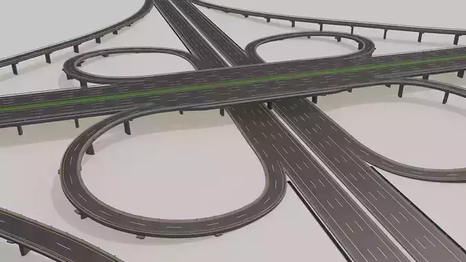 Highway Intersection Road Bridge 3D model