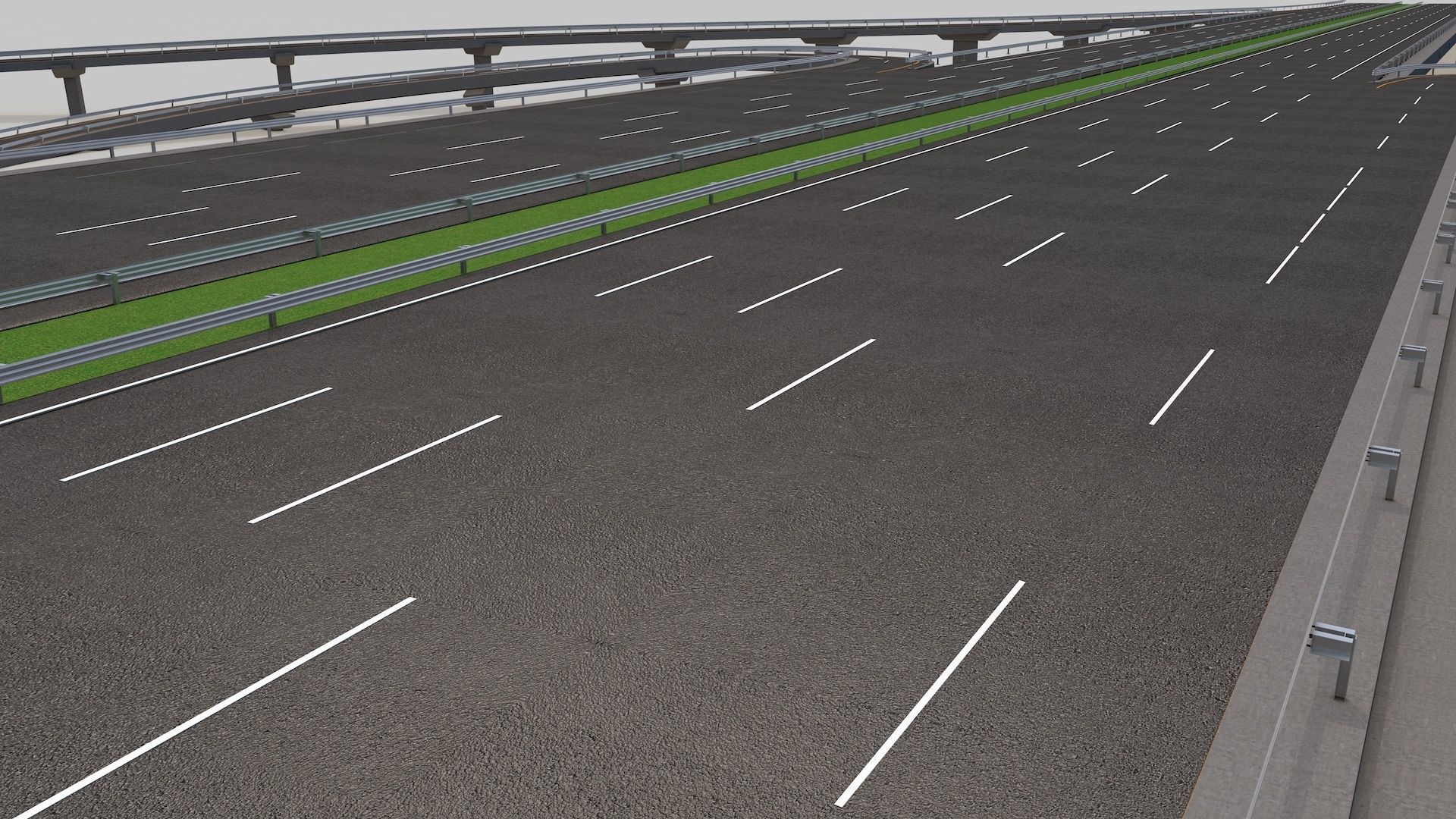 Highway Intersection Road Bridge 3D model_16