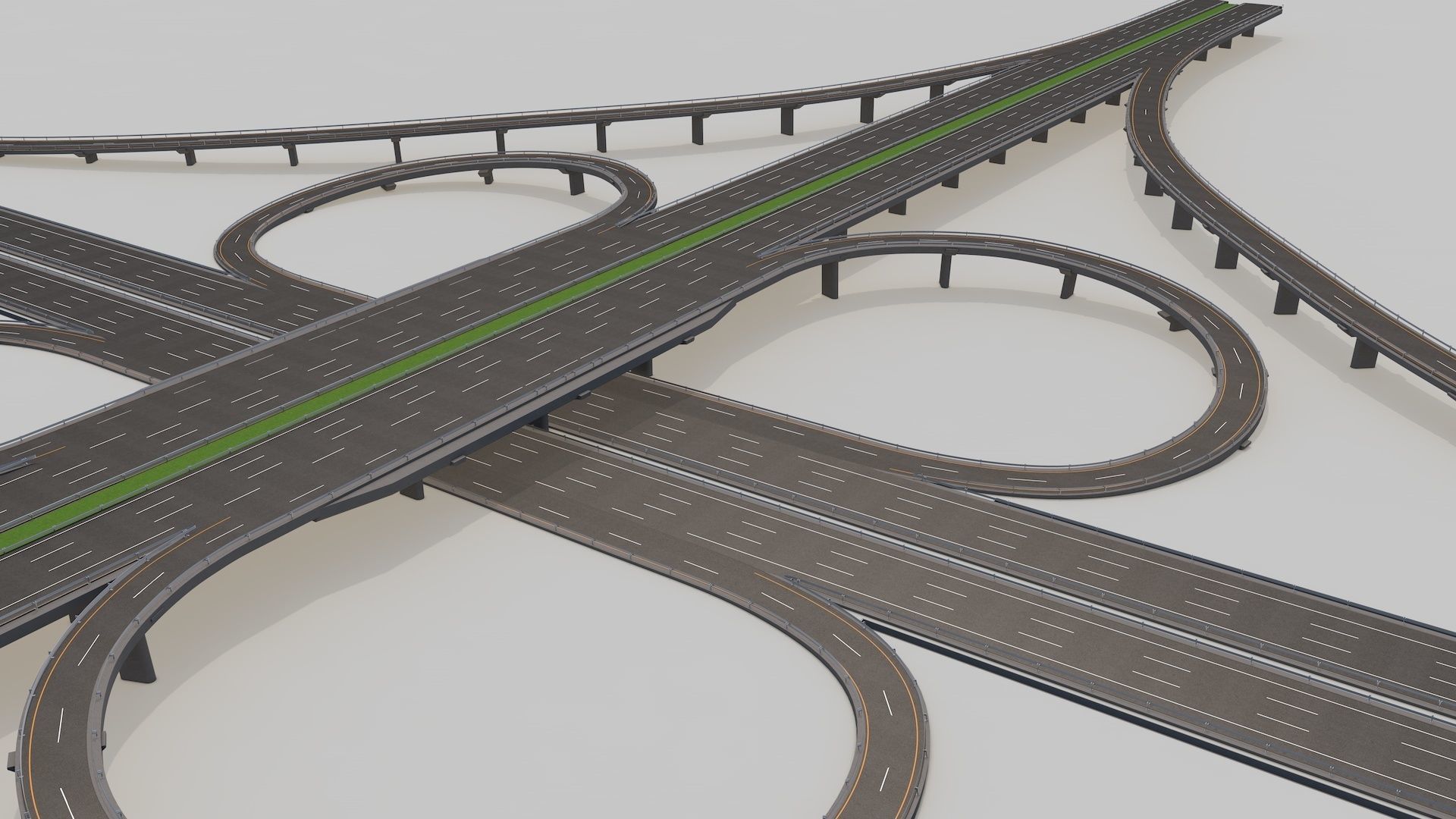 Highway Intersection Road Bridge 3D model_15