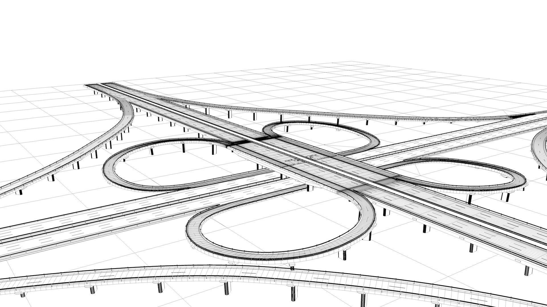 Highway Intersection Road Bridge 3D model_18