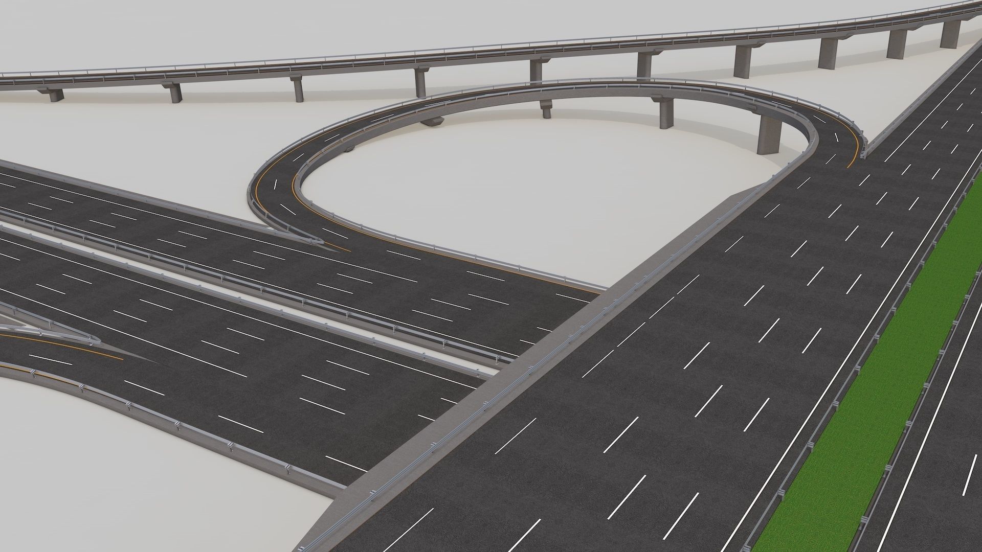 Highway Intersection Road Bridge 3D model_9