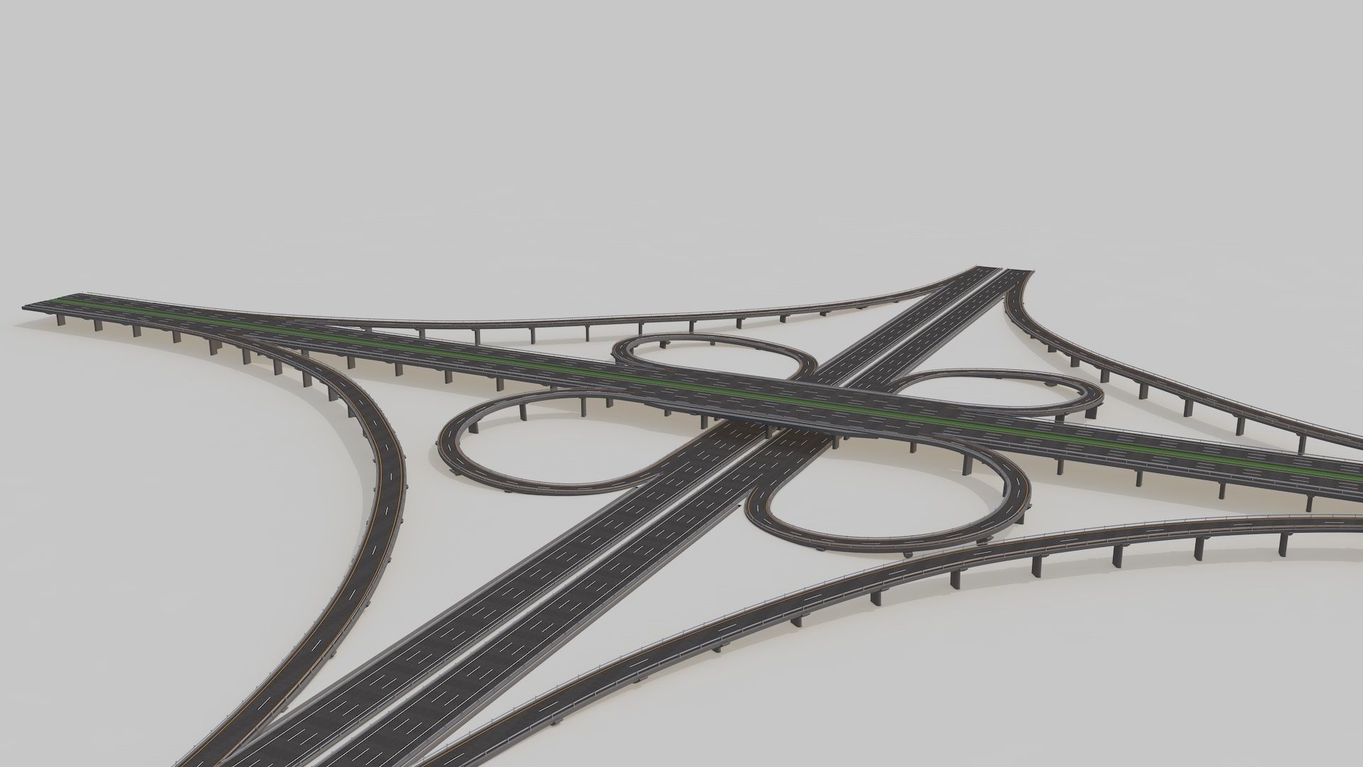 Highway Intersection Road Bridge 3D model_3