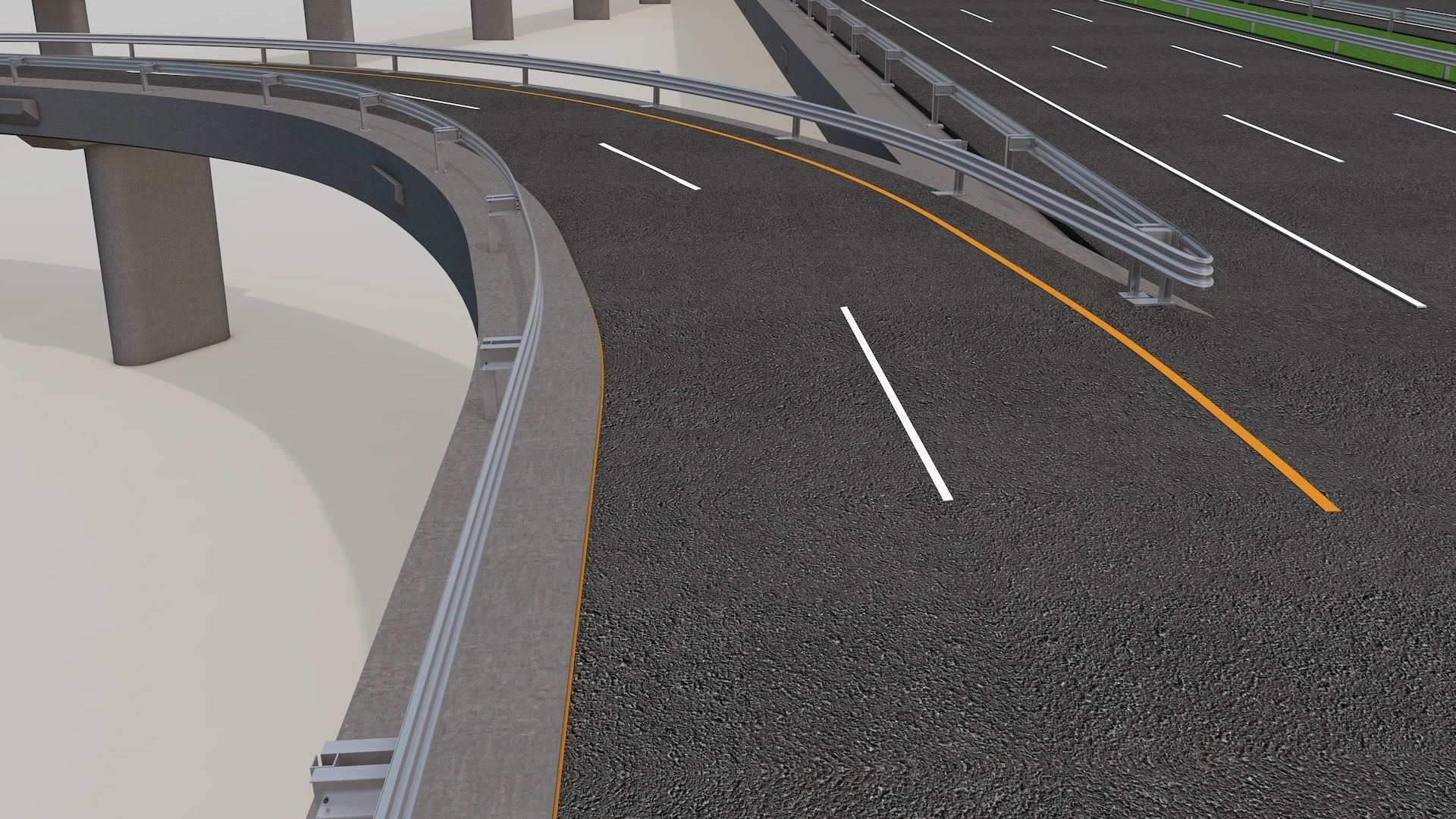 Highway Intersection Road Bridge 3D model_10