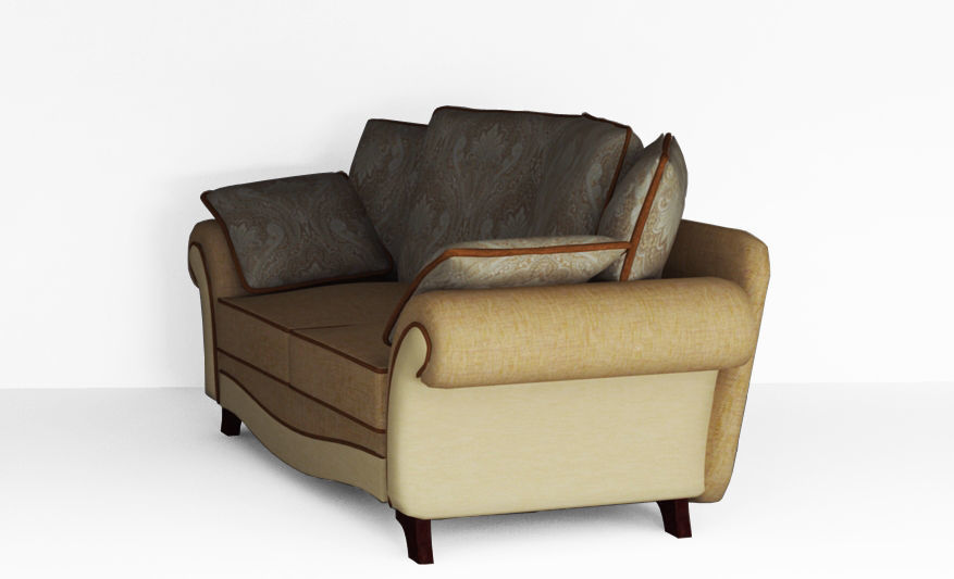 Low poly fabric sofa Low-poly 3D model_3