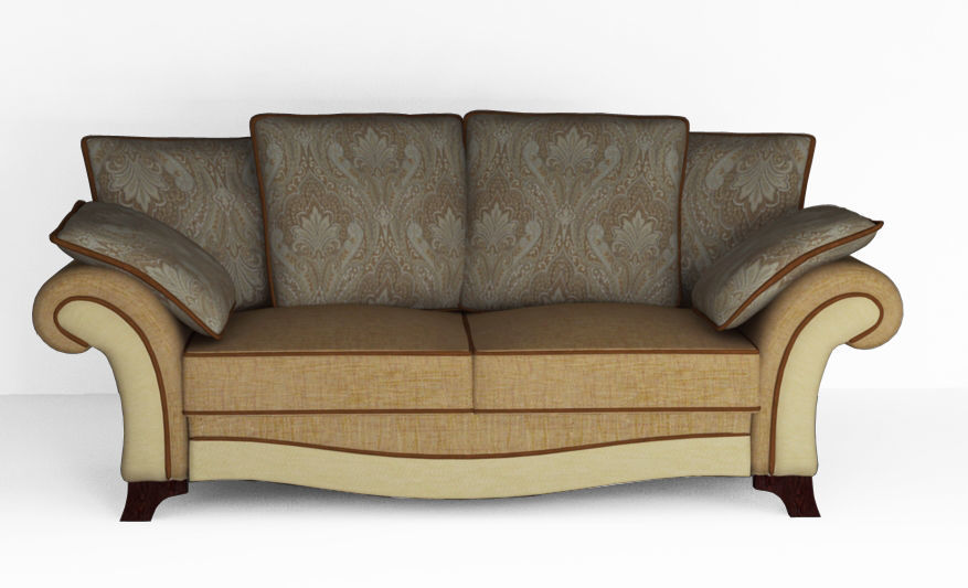 Low poly fabric sofa Low-poly 3D model_2