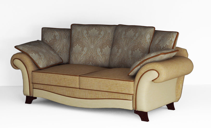 Low poly fabric sofa Low-poly 3D model_1