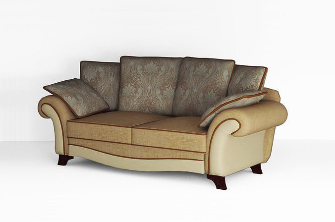 Low poly fabric sofa Low-poly 3D model