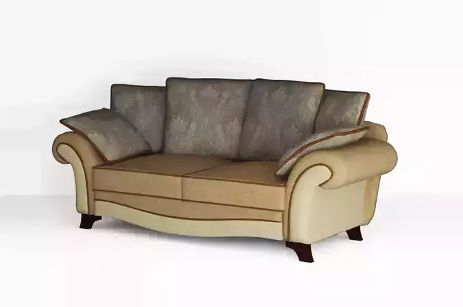 Low poly fabric sofa Low-poly 3D model