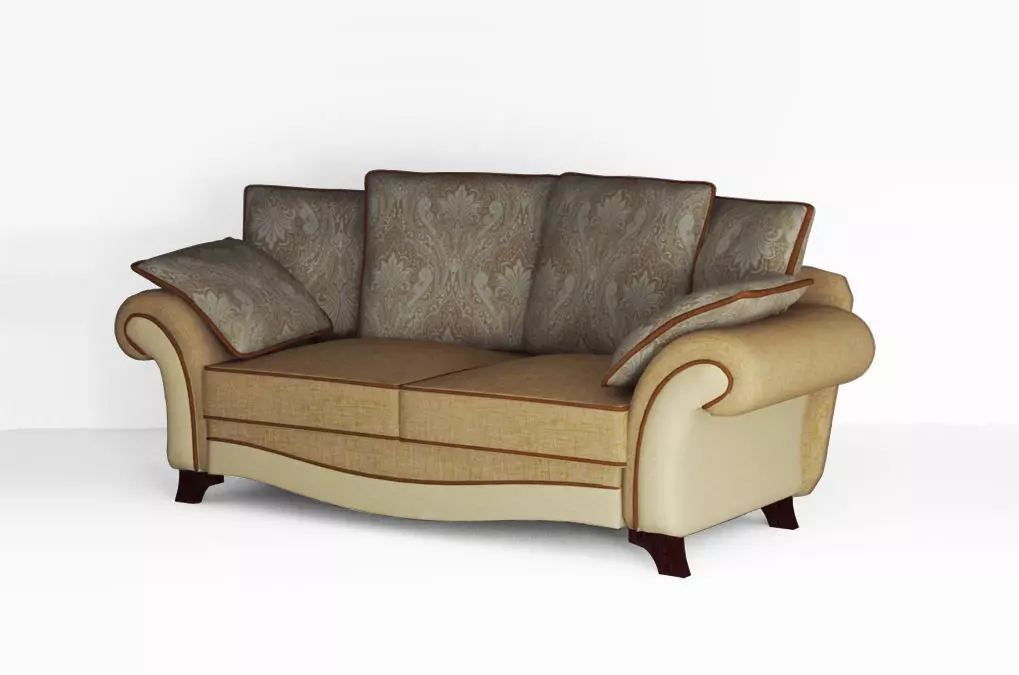 Low poly fabric sofa Low-poly 3D model_0