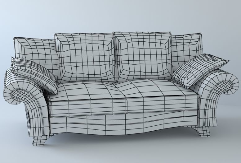 Low poly fabric sofa Low-poly 3D model_12