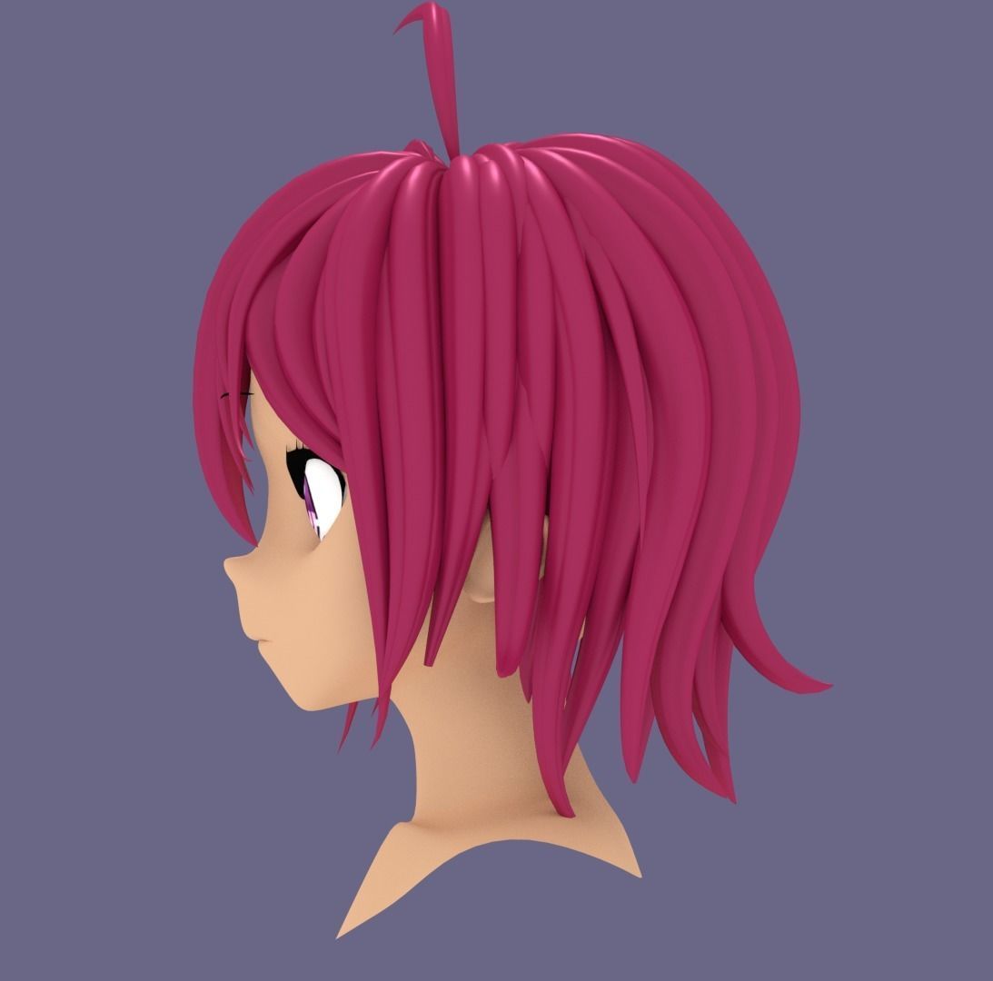 Takemoto Uruka hair style 3D 3D model_2