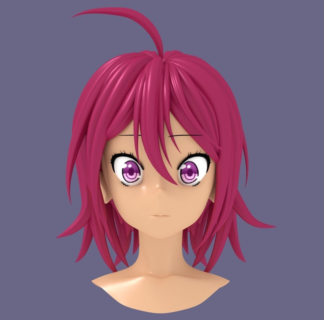 Takemoto Uruka hair style 3D 3D model_1