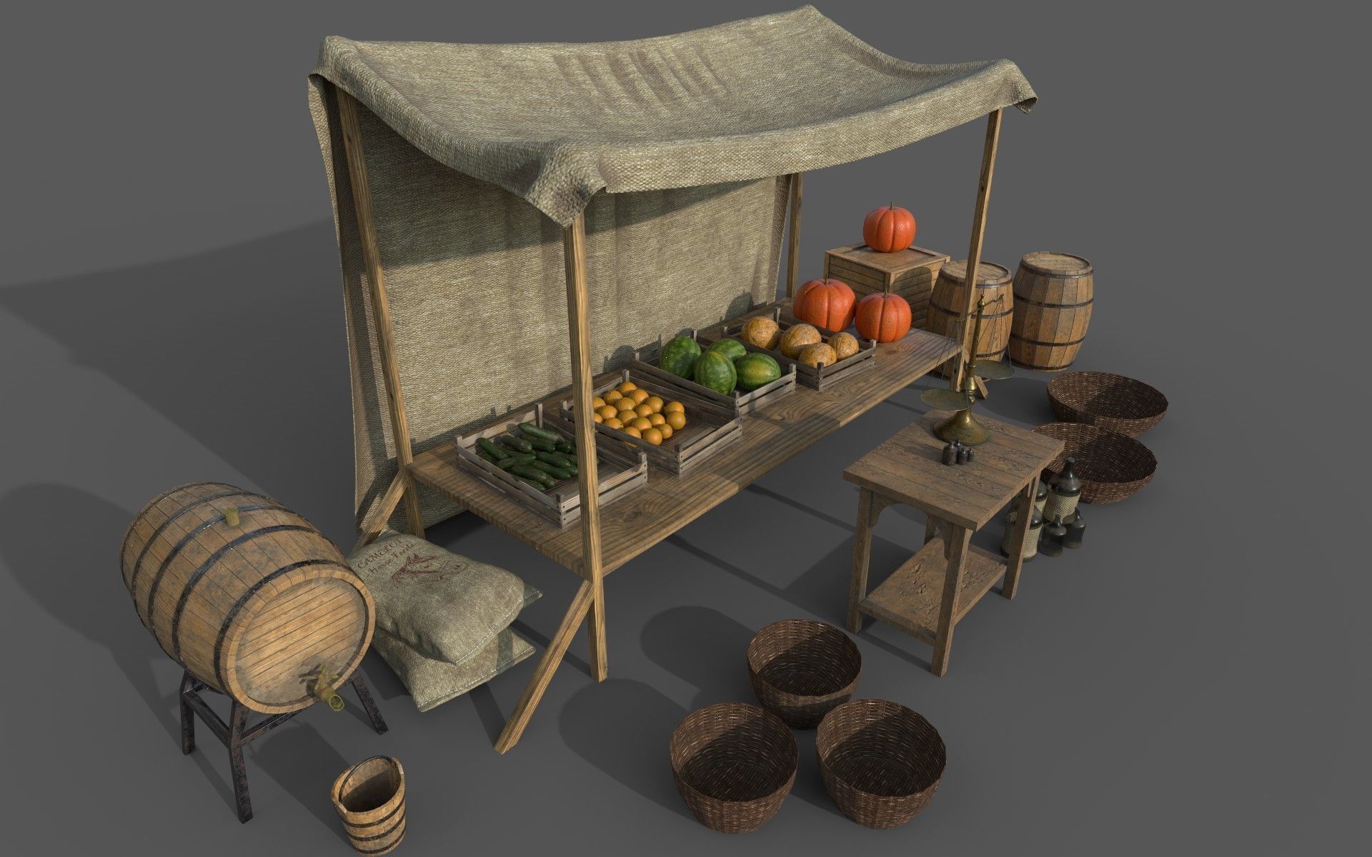 Camelot Market Square Low-poly 3D model_10