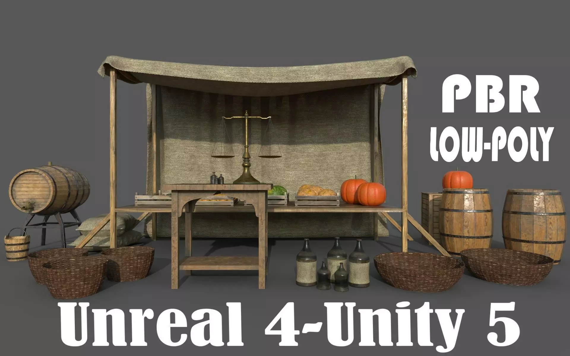 Camelot Market Square Low-poly 3D model_0