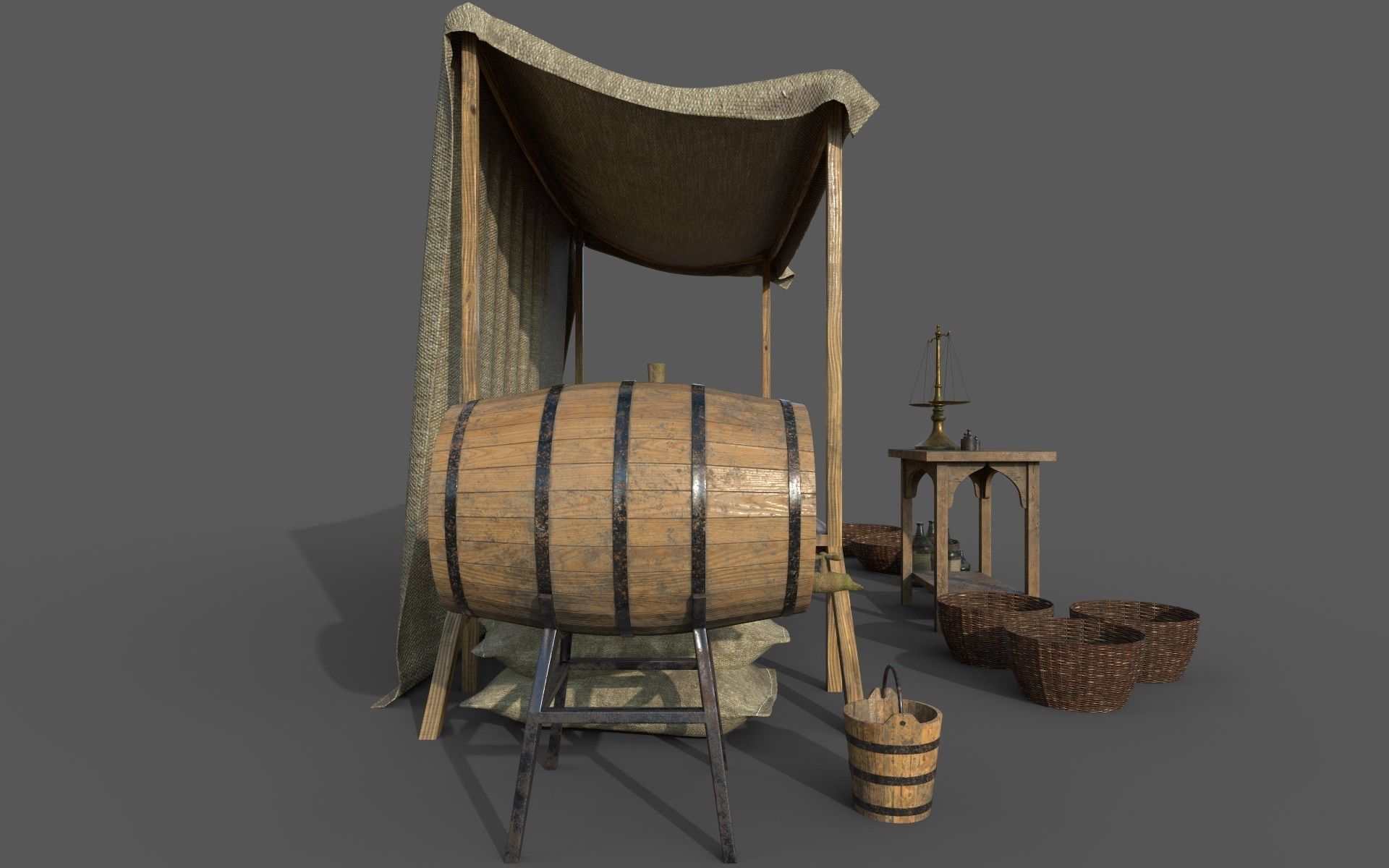 Camelot Market Square Low-poly 3D model_4