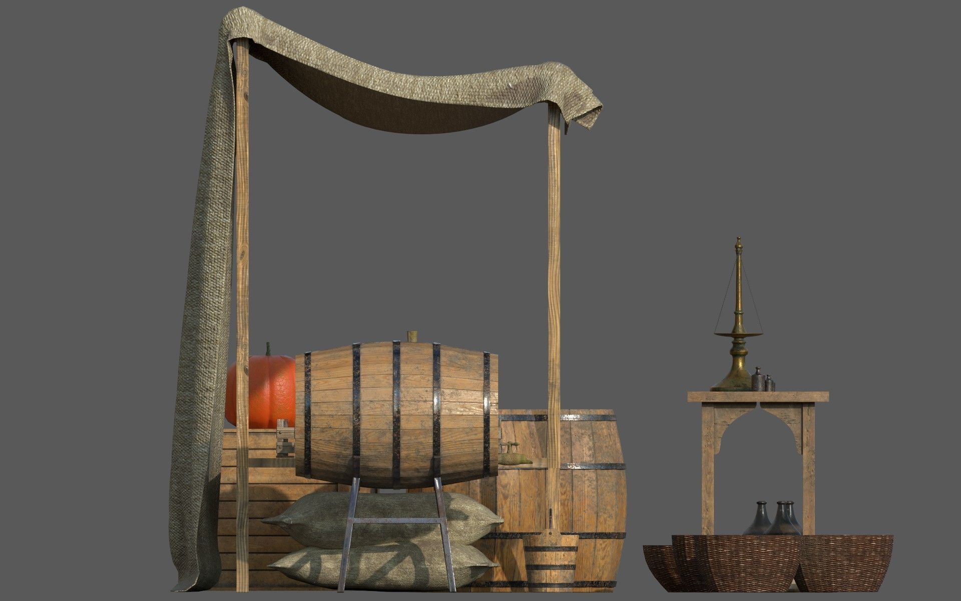 Camelot Market Square Low-poly 3D model_8