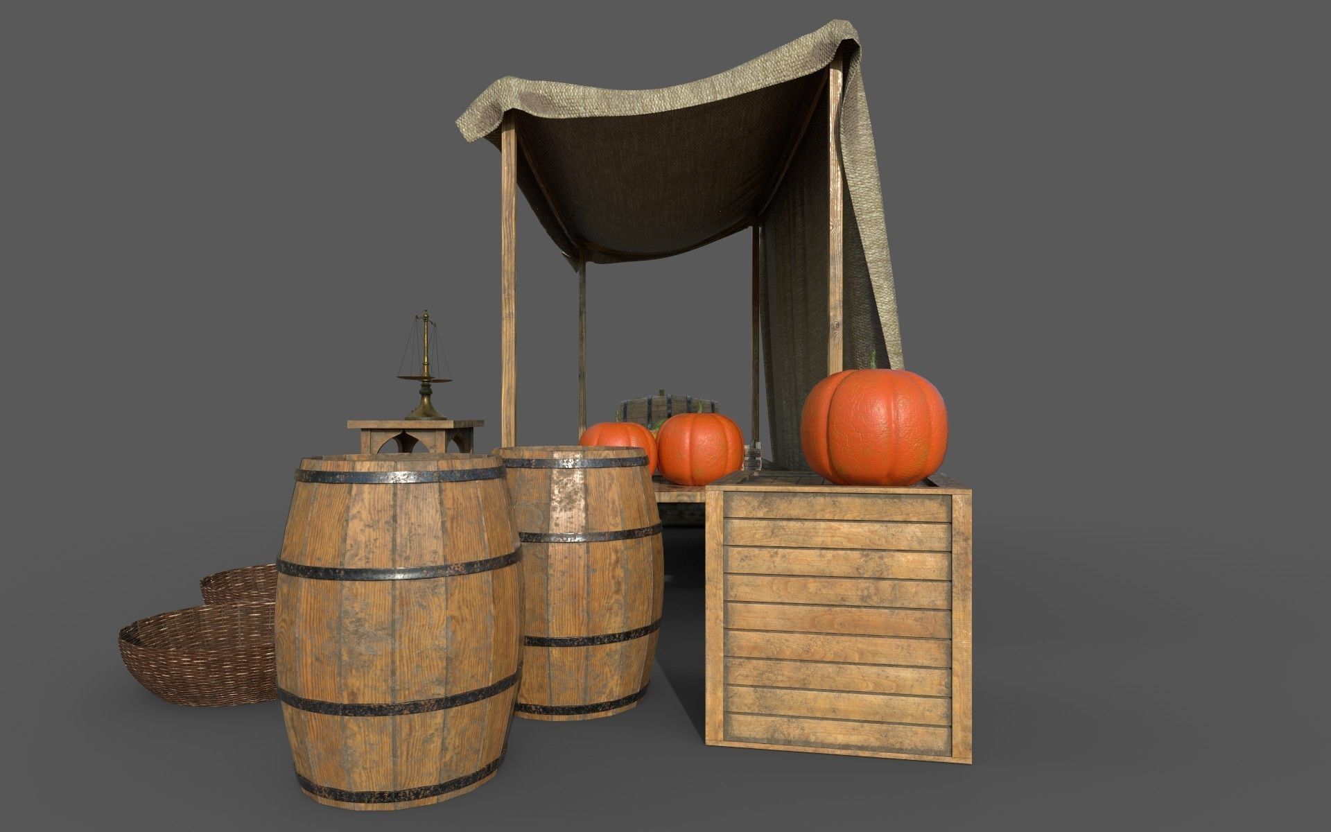 Camelot Market Square Low-poly 3D model_5