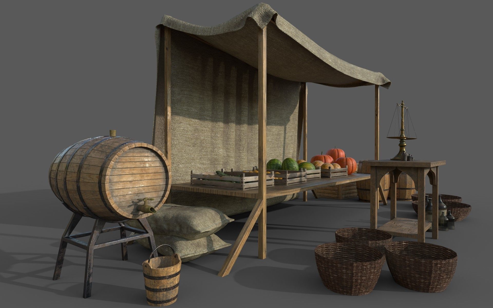 Camelot Market Square Low-poly 3D model_11