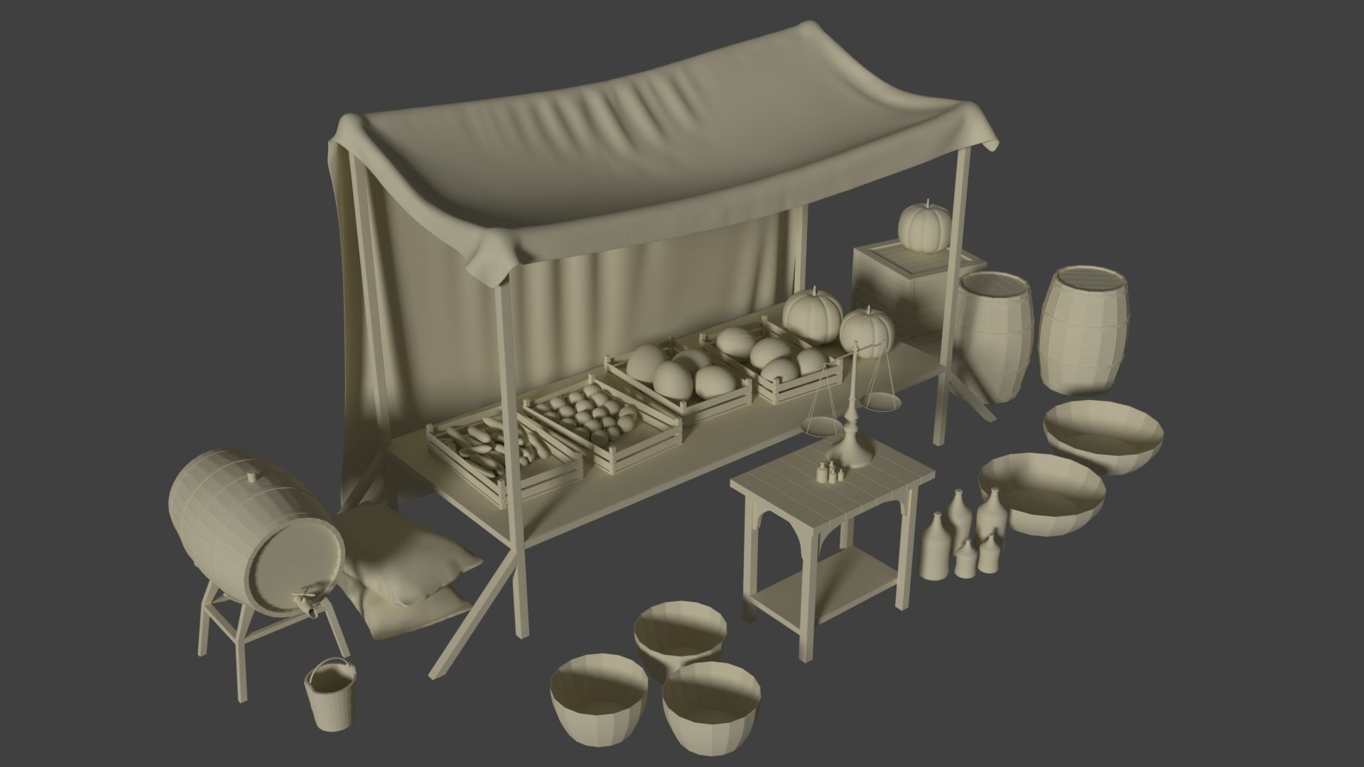 Camelot Market Square Low-poly 3D model_29