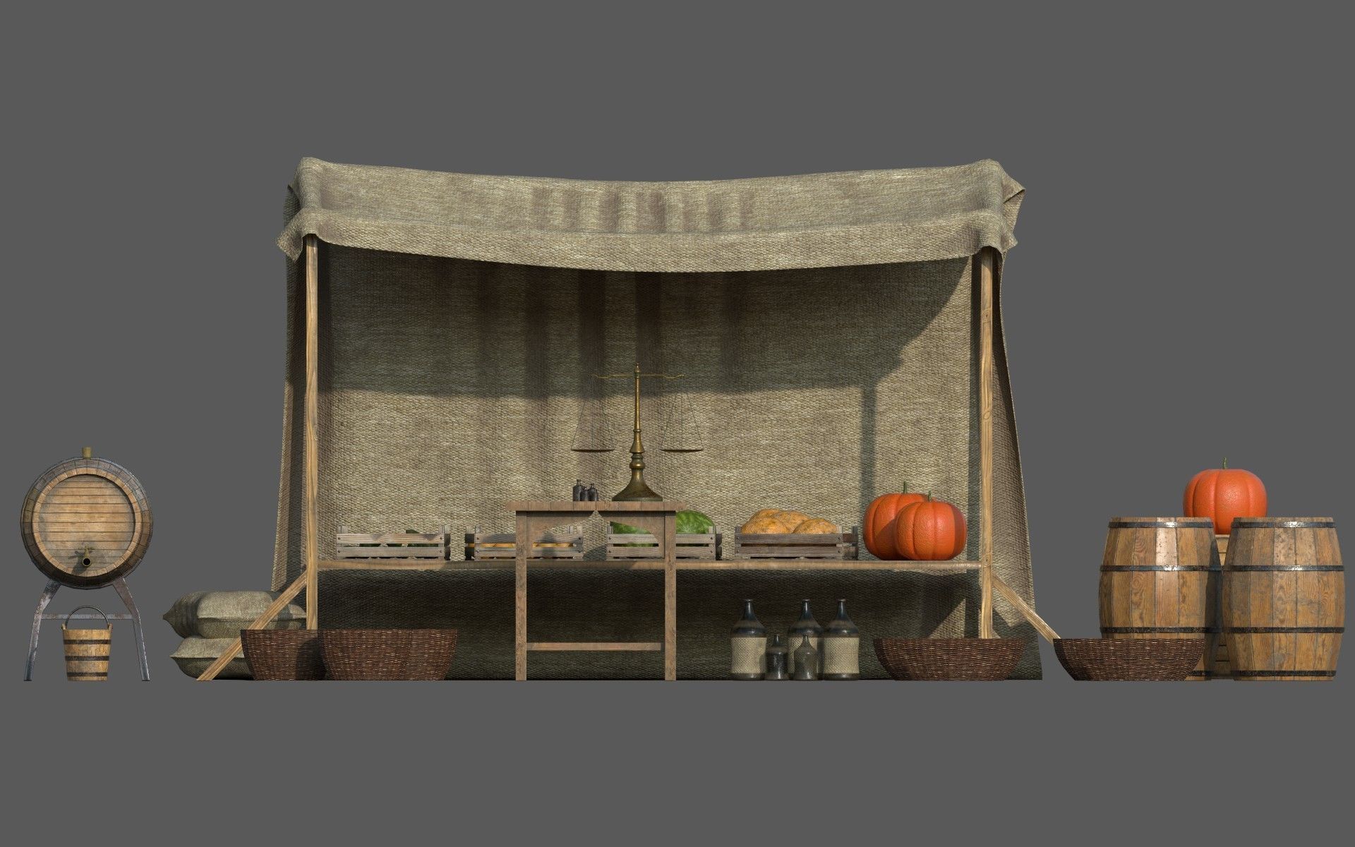 Camelot Market Square Low-poly 3D model_7