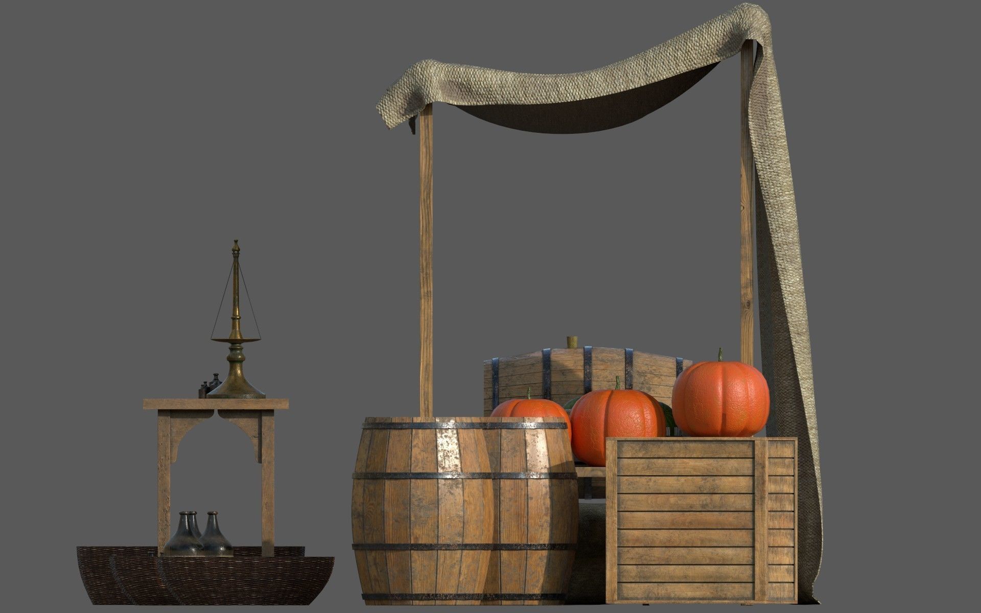 Camelot Market Square Low-poly 3D model_9