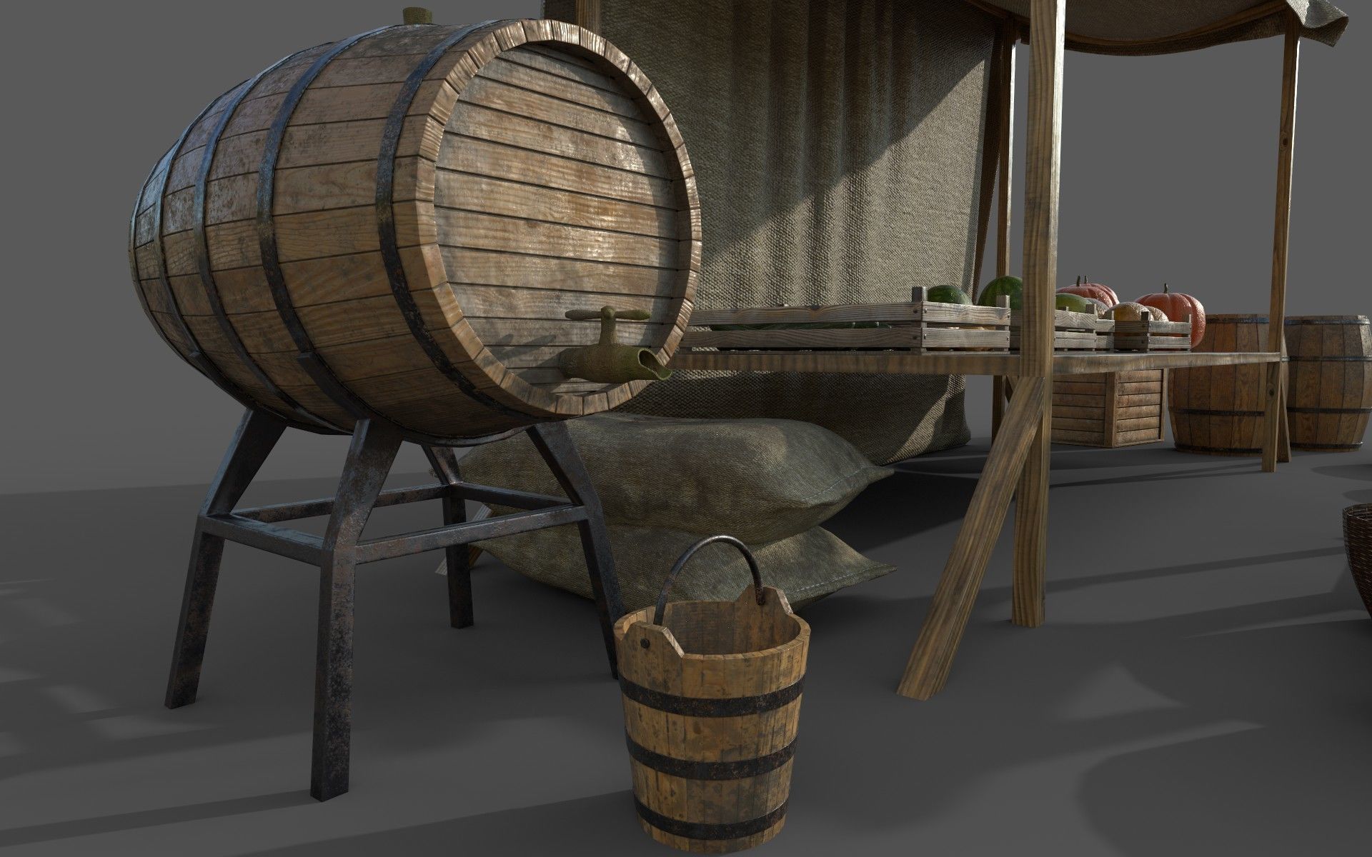 Camelot Market Square Low-poly 3D model_16