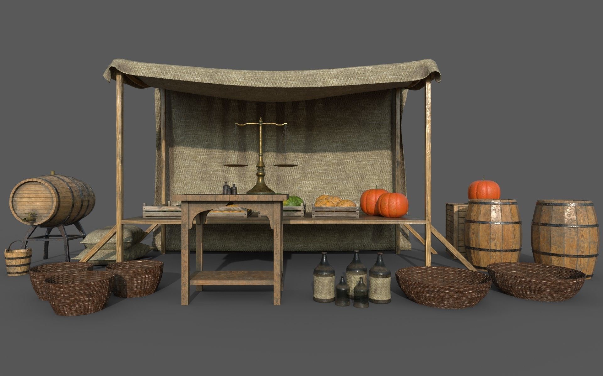 Camelot Market Square Low-poly 3D model_1