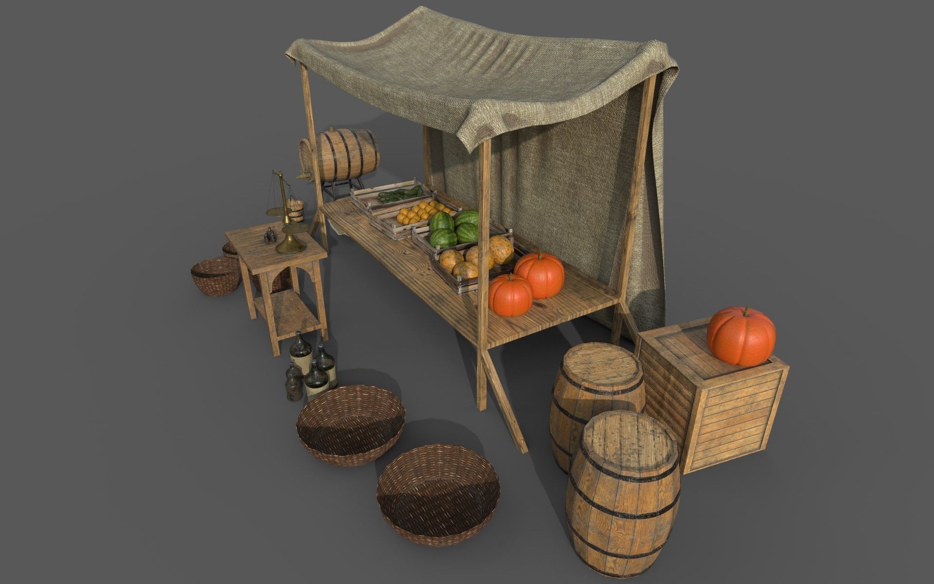 Camelot Market Square Low-poly 3D model_12