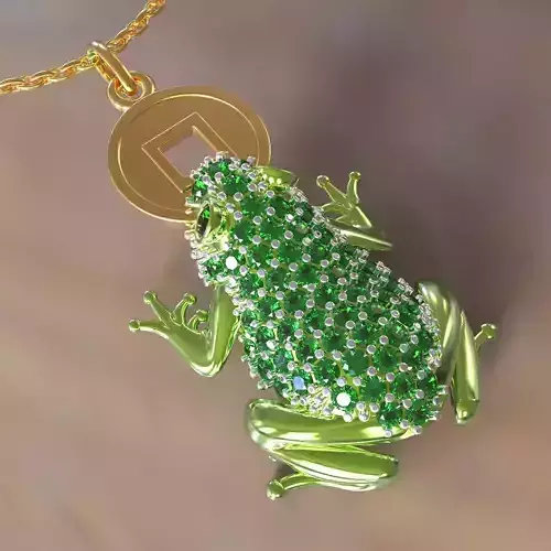  Chinese Money Frog toad with coin  pendant Feng Shui 3D print model