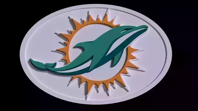 Miami Dolphins logo in an oval 3D model